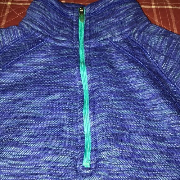 Tek gear blue zip up autumn fall workout sweater long sleeve interior fleece - Picture 2 of 7